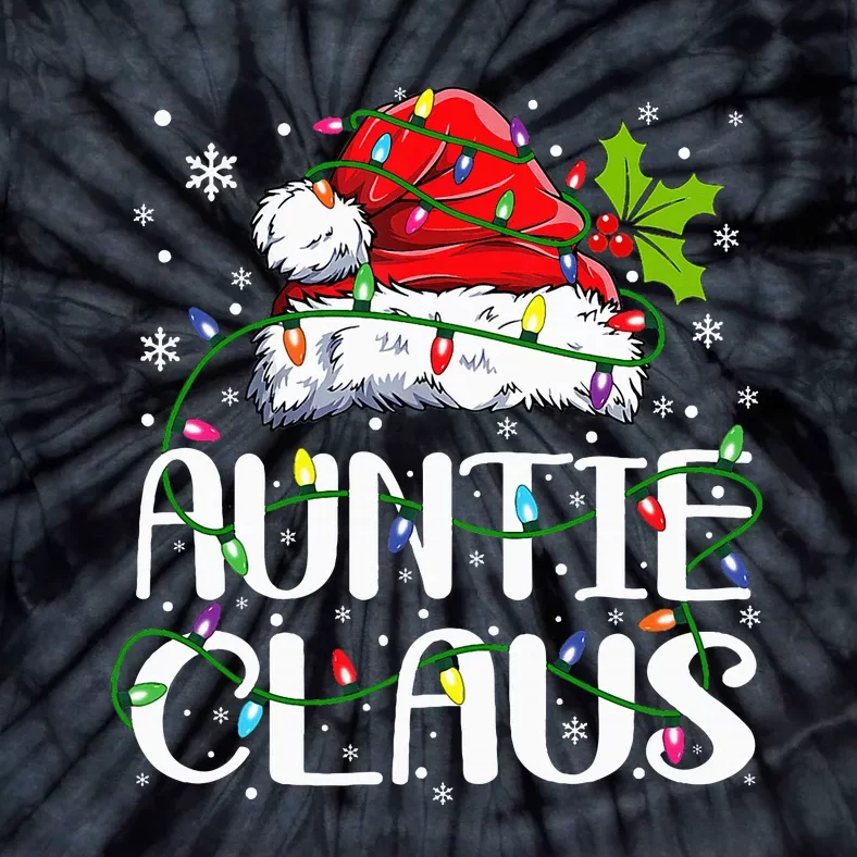 Auntie Claus Christmas Lights Pajama Family Matching Tie-Dye T-Shirt