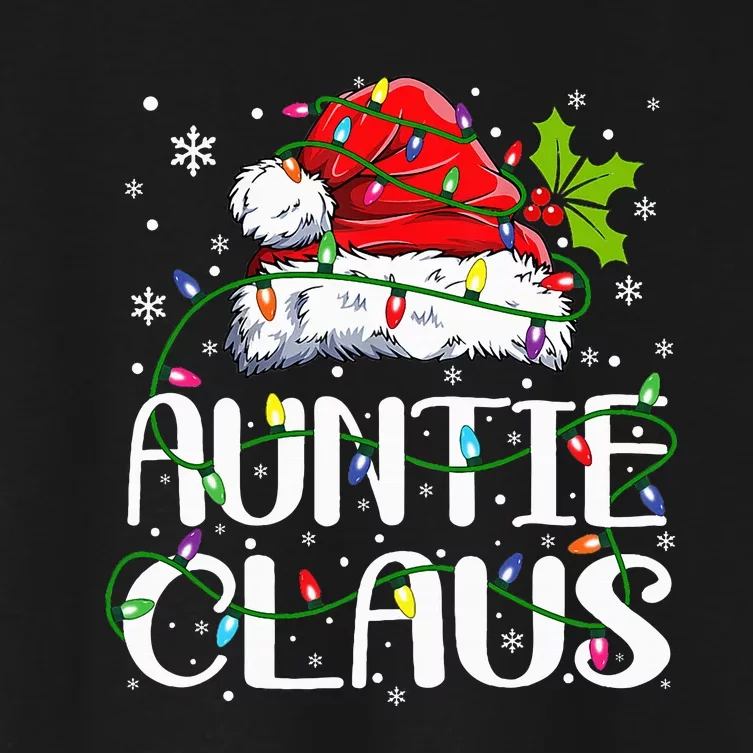 Auntie Claus Christmas Lights Pajama Family Matching Women's Crop Top Tee