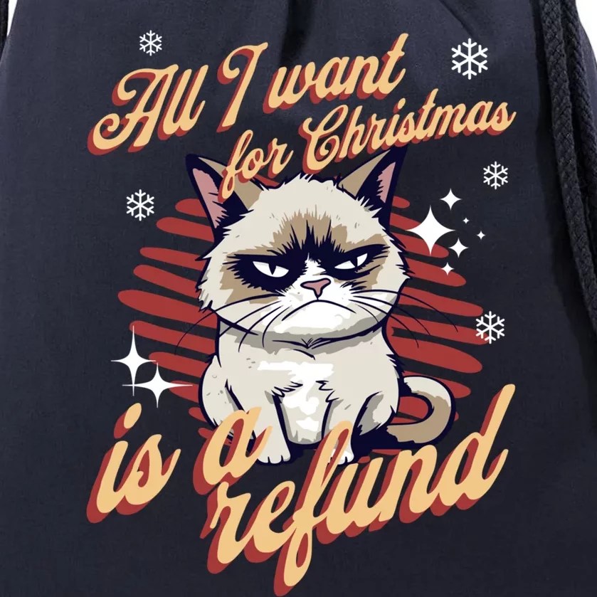 Angry Cat Christmas Meme: All I Want Ugly Christmas Cat Gift Drawstring Bag