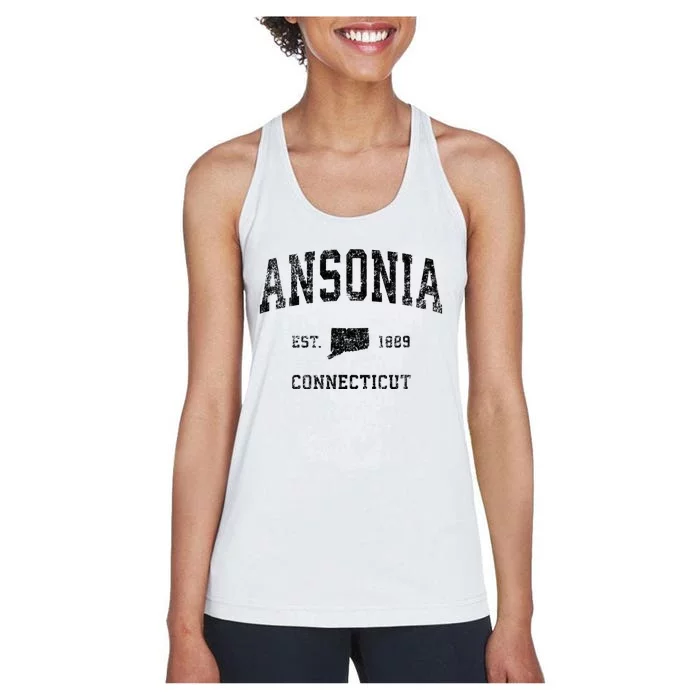 Ansonia Connecticut Ct Vintage Sports Women's Racerback Tank