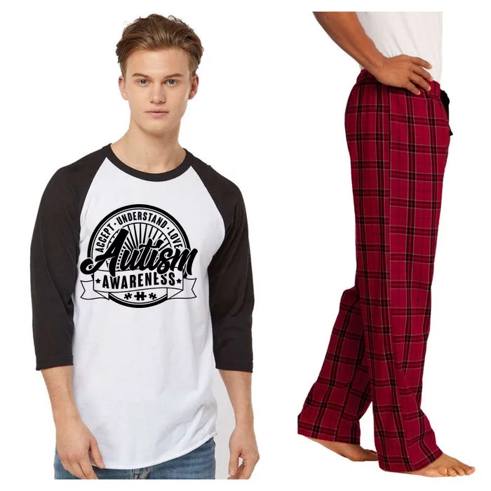 Accept Understand Love  Autism Awareness Logo Raglan Sleeve Pajama Set