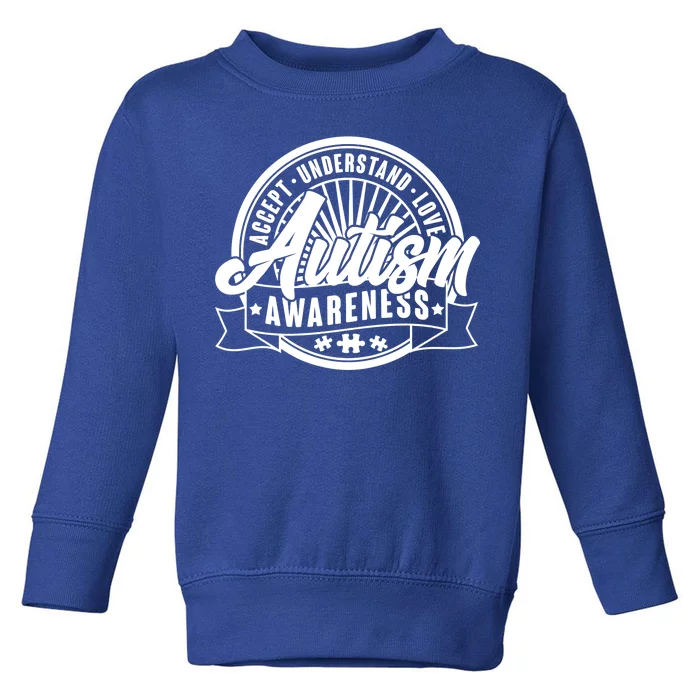 Accept Understand Love  Autism Awareness Logo Toddler Sweatshirt