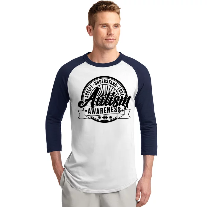 Accept Understand Love  Autism Awareness Logo Baseball Sleeve Shirt