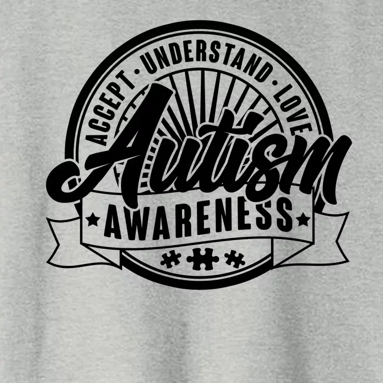 Accept Understand Love  Autism Awareness Logo Women's Crop Top Tee