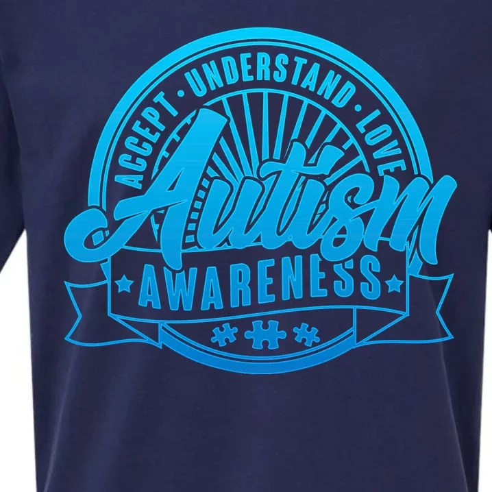 Accept Understand Love  Autism Blue Imprint Sueded Cloud Jersey T-Shirt