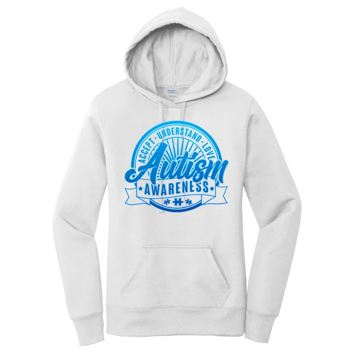 Accept Understand Love  Autism Blue Imprint Women's Pullover Hoodie