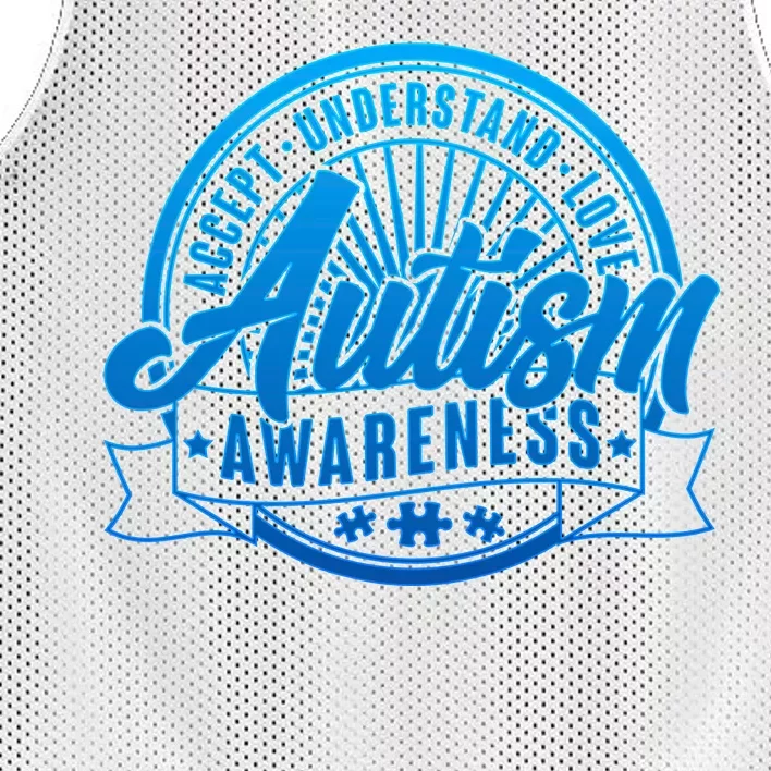 Accept Understand Love  Autism Blue Imprint Mesh Reversible Basketball Jersey Tank