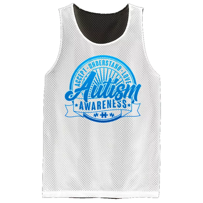 Accept Understand Love  Autism Blue Imprint Mesh Reversible Basketball Jersey Tank