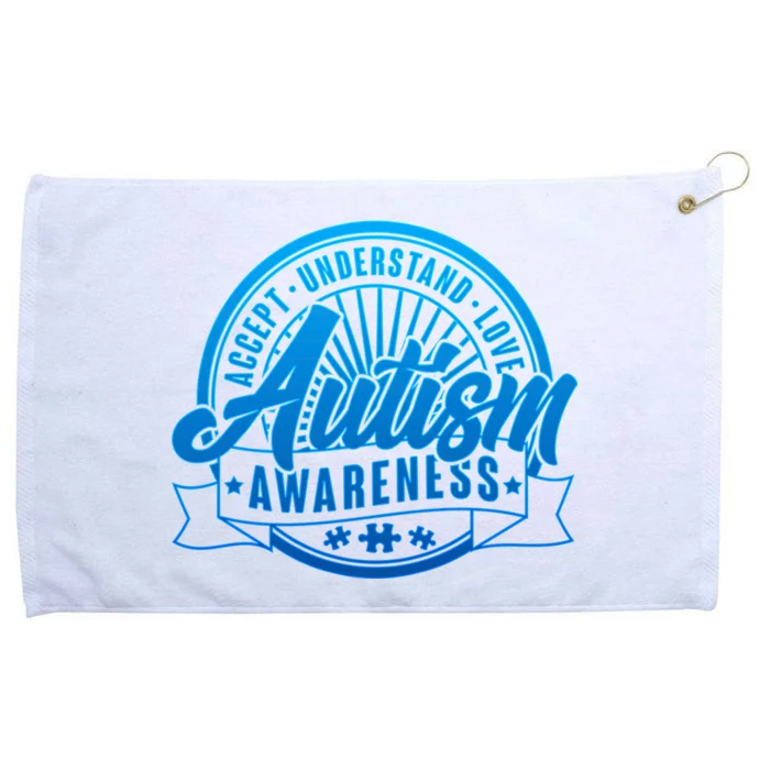 Accept Understand Love  Autism Blue Imprint Grommeted Golf Towel