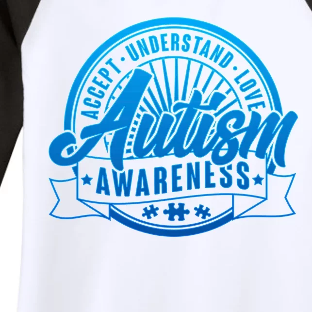 Accept Understand Love  Autism Blue Imprint Women's Tri-Blend 3/4-Sleeve Raglan Shirt