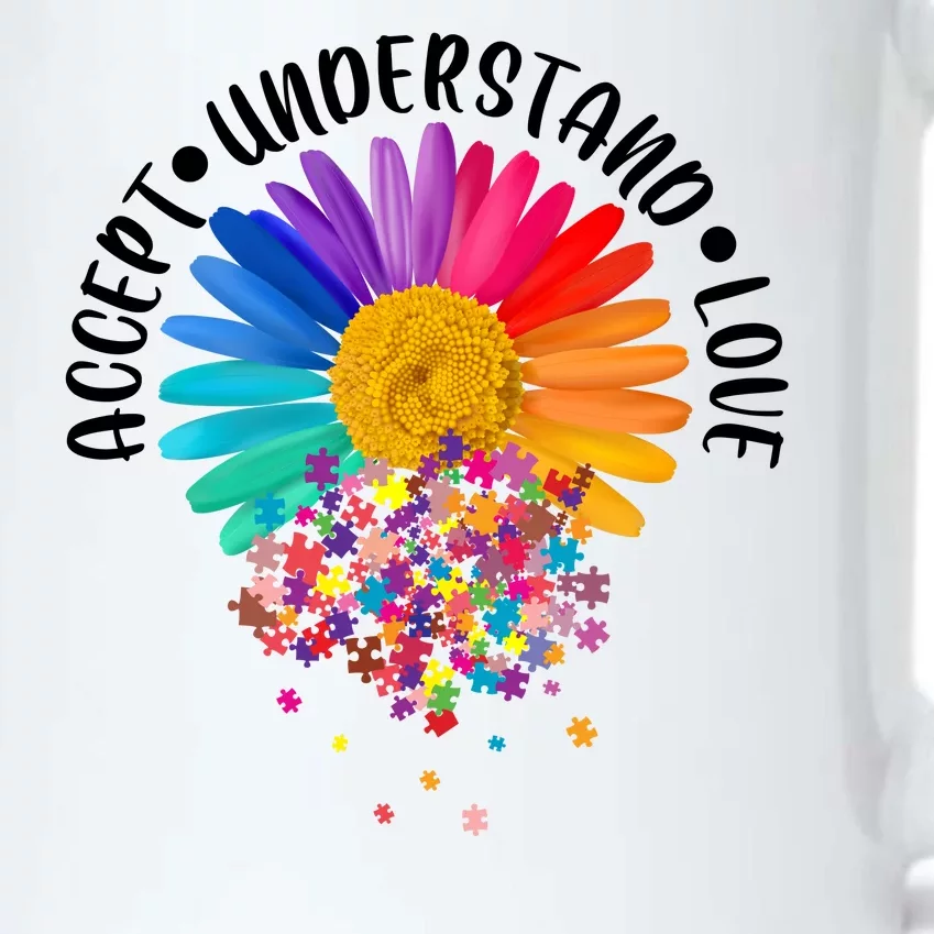 Accept Understand Love Autism Flower Puzzle Pieces Black Color Changing Mug