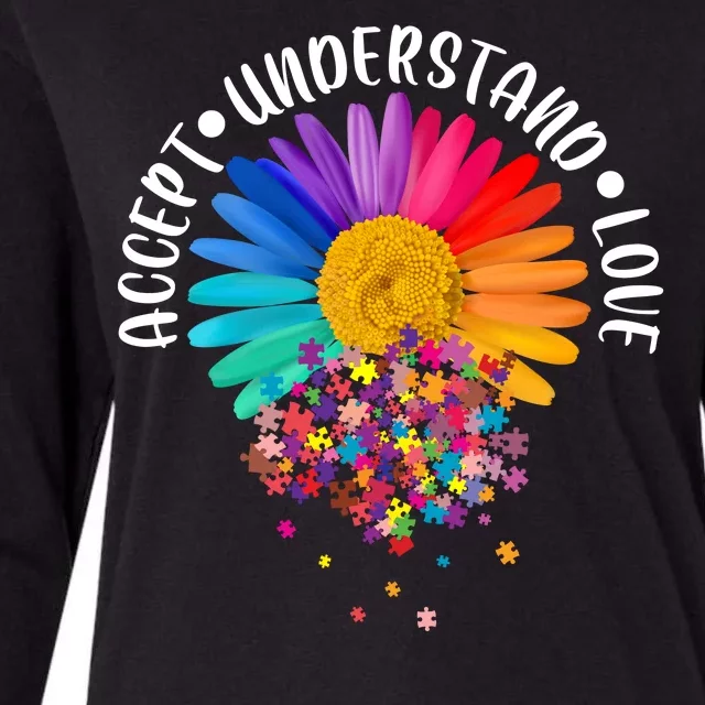 Accept Understand Love Autism Flower Puzzle Pieces Womens Cotton Relaxed Long Sleeve T-Shirt