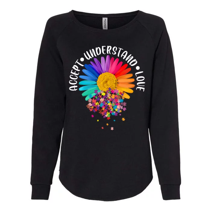 Accept Understand Love Autism Flower Puzzle Pieces Womens California Wash Sweatshirt