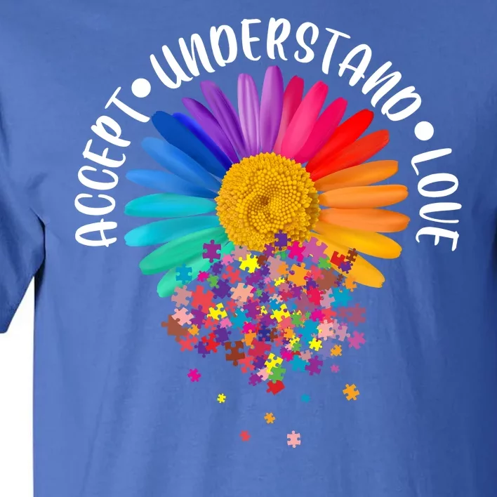 Accept Understand Love Autism Flower Puzzle Pieces Tall T-Shirt