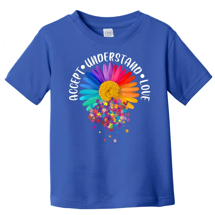 Accept Understand Love Autism Flower Puzzle Pieces Toddler T-Shirt