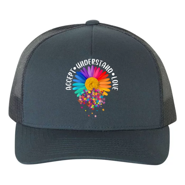 Accept Understand Love Autism Flower Puzzle Pieces Yupoong Adult 5-Panel Trucker Hat