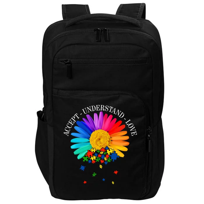 Accept Understand Love Autism Sunflower Impact Tech Backpack