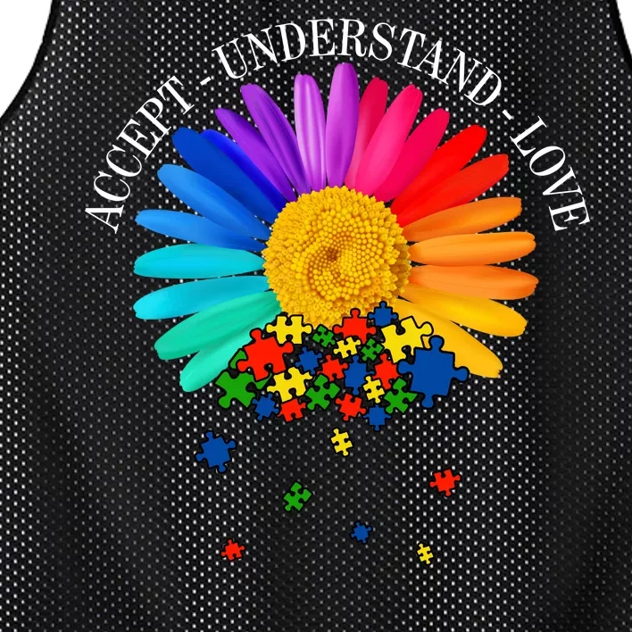 Accept Understand Love Autism Sunflower Mesh Reversible Basketball Jersey Tank