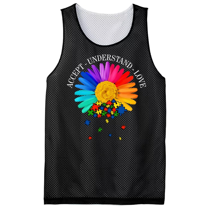 Accept Understand Love Autism Sunflower Mesh Reversible Basketball Jersey Tank