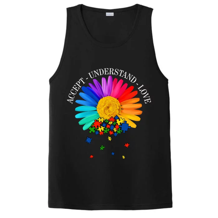 Accept Understand Love Autism Sunflower Performance Tank