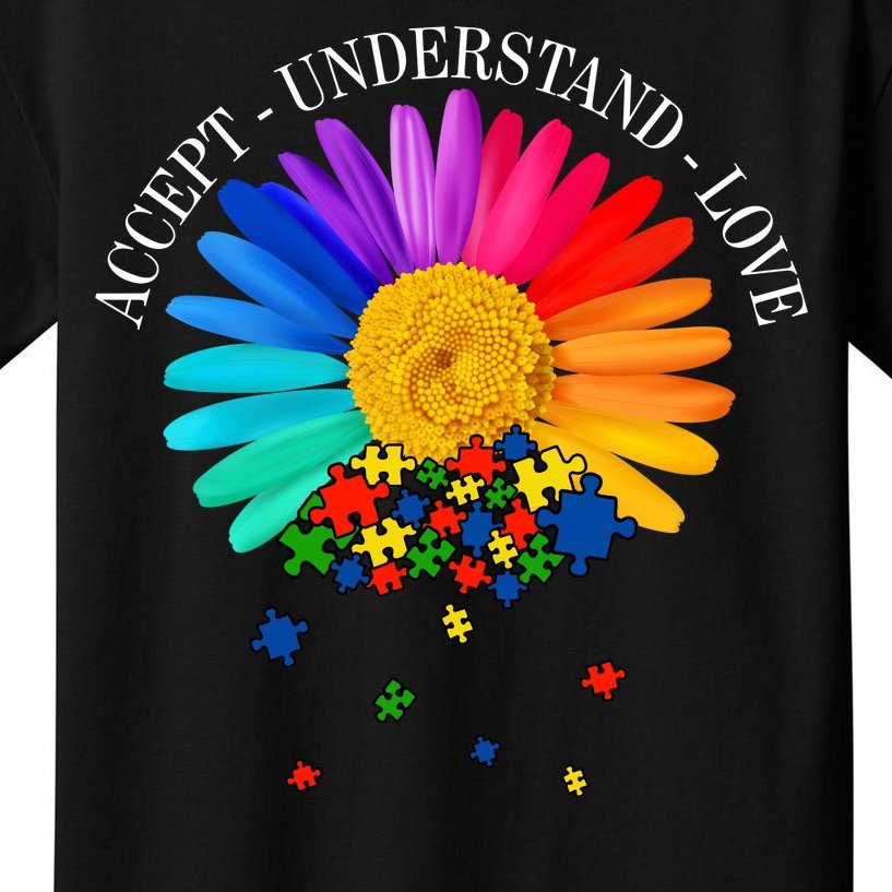 Accept Understand Love Autism Sunflower Kids T-Shirt