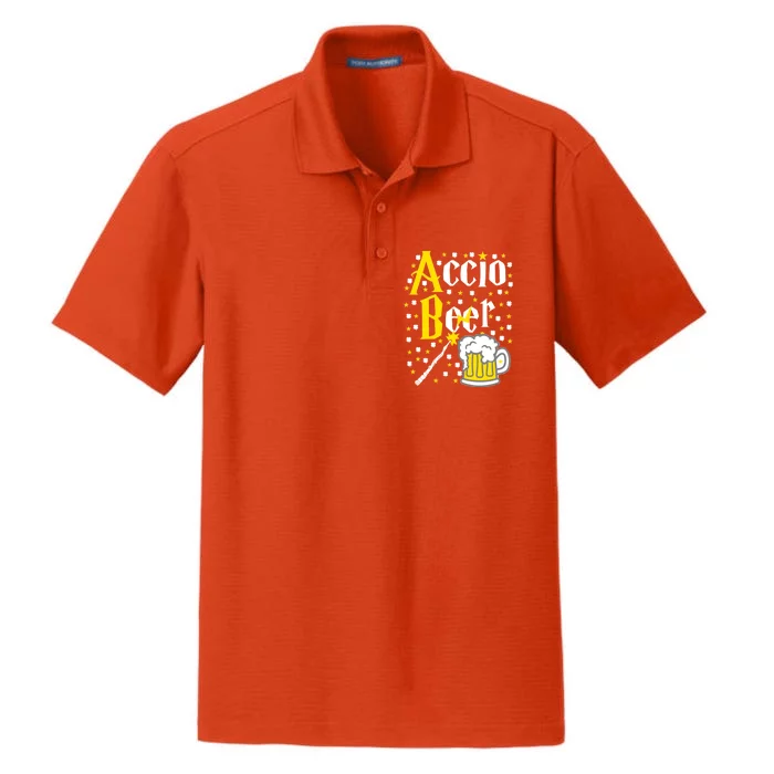 Accio Beer Wizard Wand Funny St Patrick's Day Dry Zone Grid Performance Polo