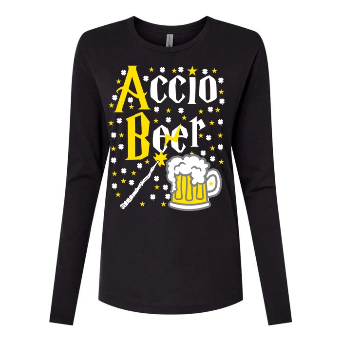 Accio Beer Wizard Wand Funny St Patrick's Day Womens Cotton Relaxed Long Sleeve T-Shirt