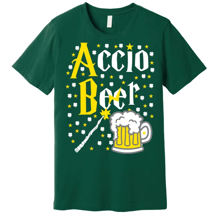 Accio Beer Wizard Wand Funny St Patrick's Day Premium T-Shirt