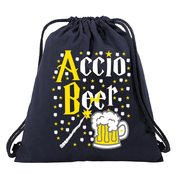 Accio Beer Wizard Wand Funny St Patrick's Day Drawstring Bag