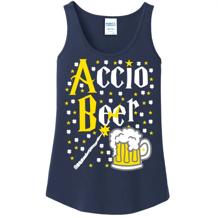 Accio Beer Wizard Wand Funny St Patrick's Day Ladies Essential Tank