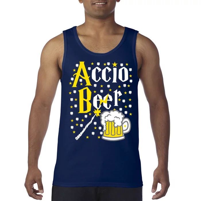 Accio Beer Wizard Wand Funny St Patrick's Day Tank Top