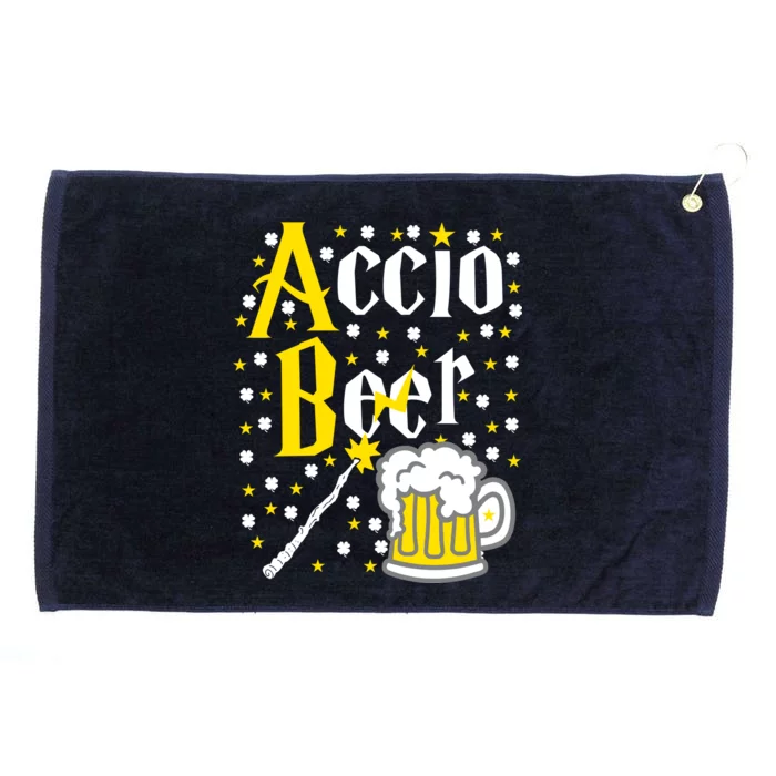 Accio Beer Wizard Wand Funny St Patrick's Day Grommeted Golf Towel