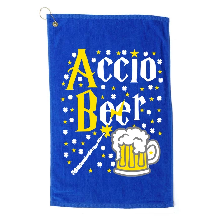 Accio Beer Wizard Wand Funny St Patrick's Day Platinum Collection Golf Towel