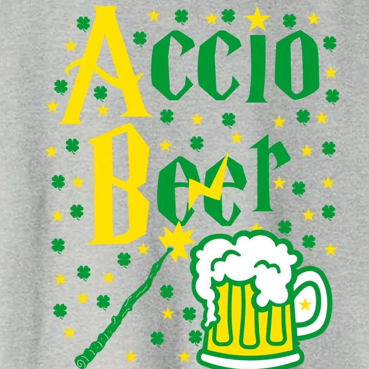 Accio Beer Wizard Wand Funny St Patrick's Day Women's Crop Top Tee