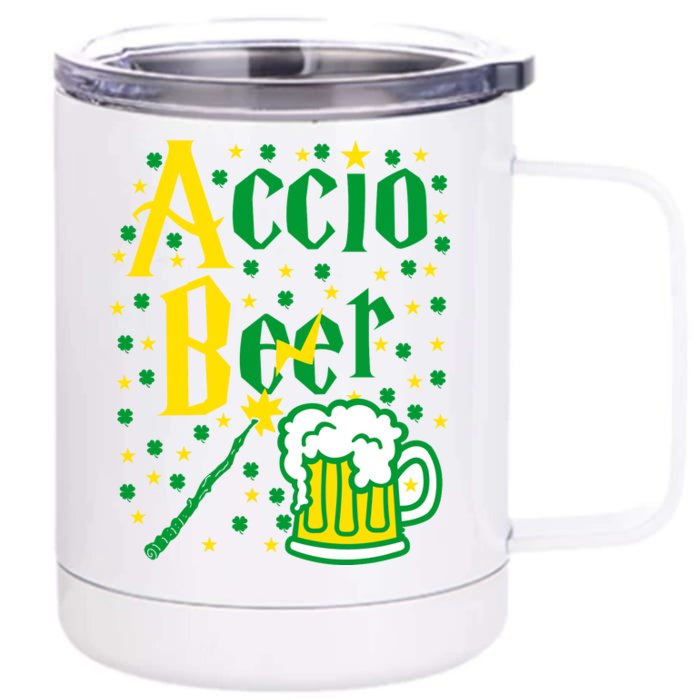 Accio Beer Wizard Wand Funny St Patrick's Day Front & Back 12oz Stainless Steel Tumbler Cup