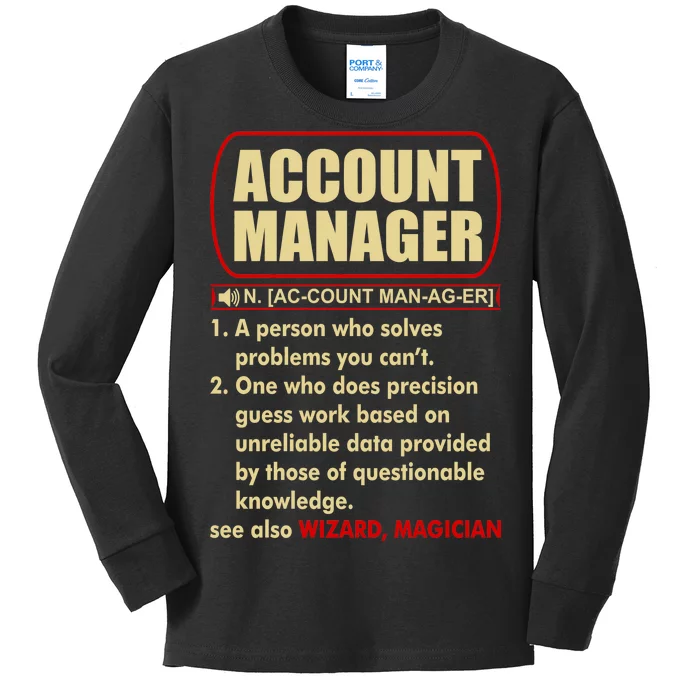 Account Manager Dictionary Definition Term Kids Long Sleeve Shirt