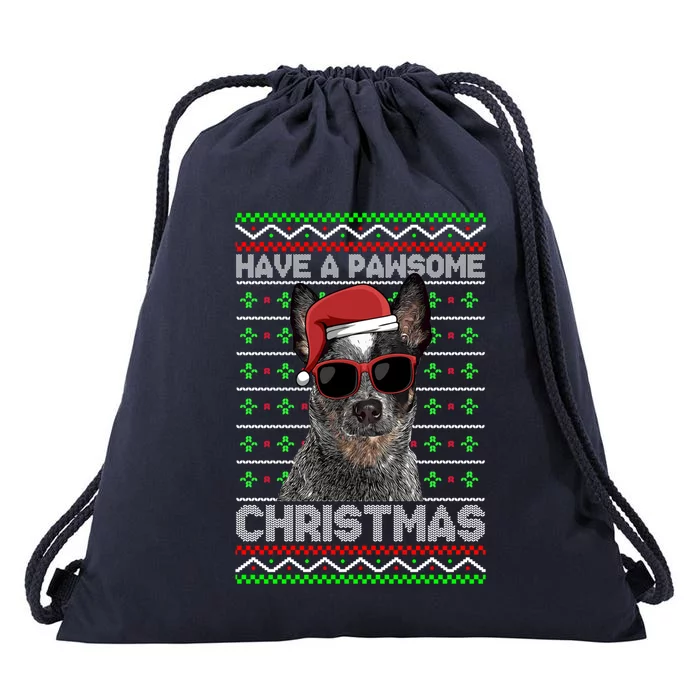 Australian Cattle Dog Funny Pawsome Christmas Gift Drawstring Bag