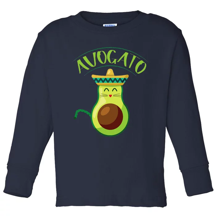 Avocado Cinco De Mayo Cinco De Meow Cat Avocado Toddler Long Sleeve Shirt