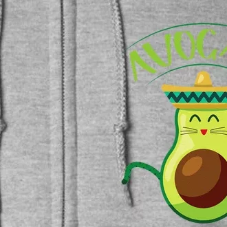 Avocado Cinco De Mayo Cinco De Meow Cat Avocado Full Zip Hoodie