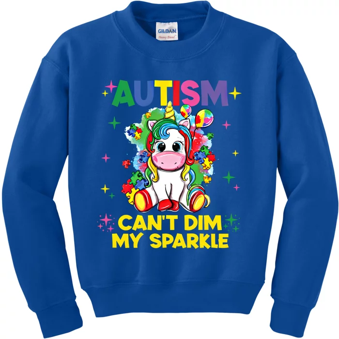 Autism CanT Dim My Unicorn Autism Awareness Meaningful Gift Kids Sweatshirt