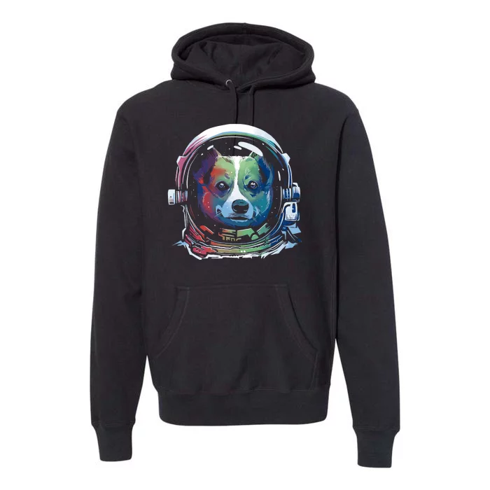 Astronaut Colorful Dog Premium Hoodie