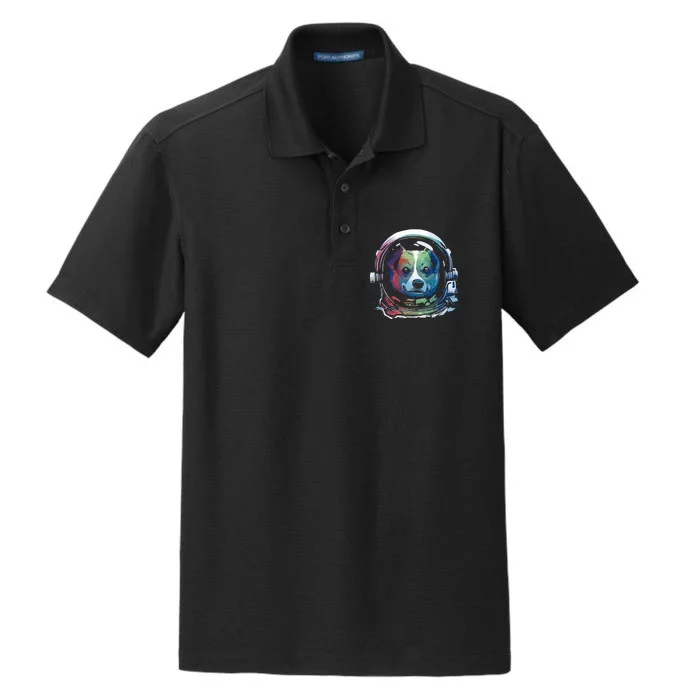 Astronaut Colorful Dog Dry Zone Grid Performance Polo