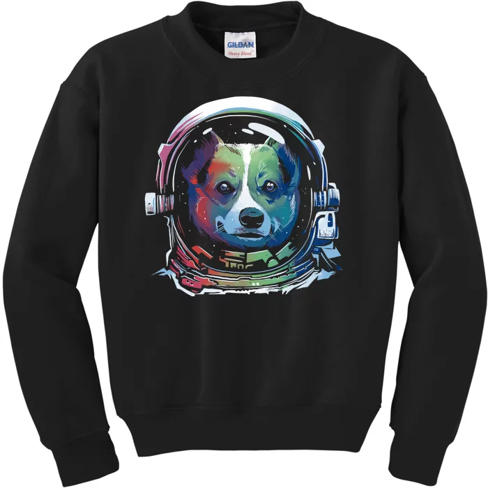 Astronaut Colorful Dog Kids Sweatshirt