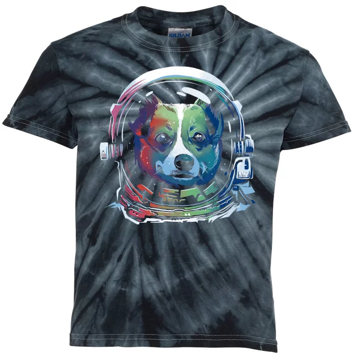 Astronaut Colorful Dog Kids Tie-Dye T-Shirt