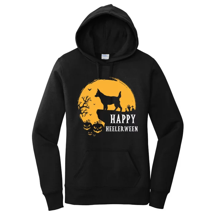 Australian Cattle Dog Full Moon Red Blue Heeler Halloween Women's Pullover Hoodie