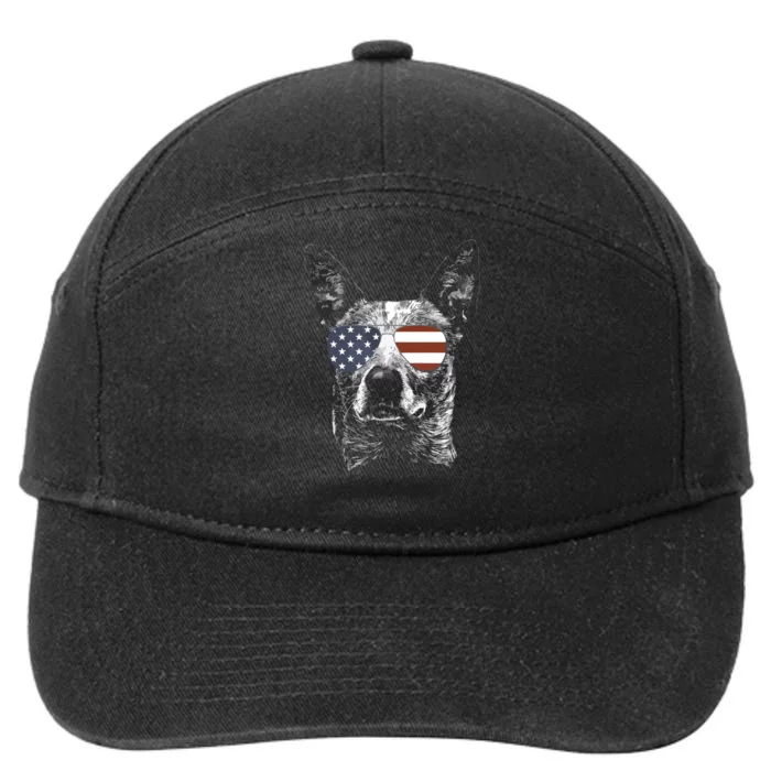 Australian Cattle Dog USA Flag Merica Funny Cute Women 7-Panel Snapback Hat