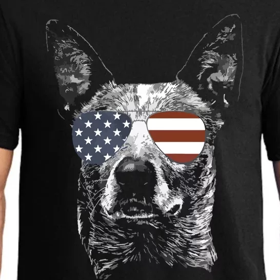 Australian Cattle Dog USA Flag Merica Funny Cute Women Pajama Set