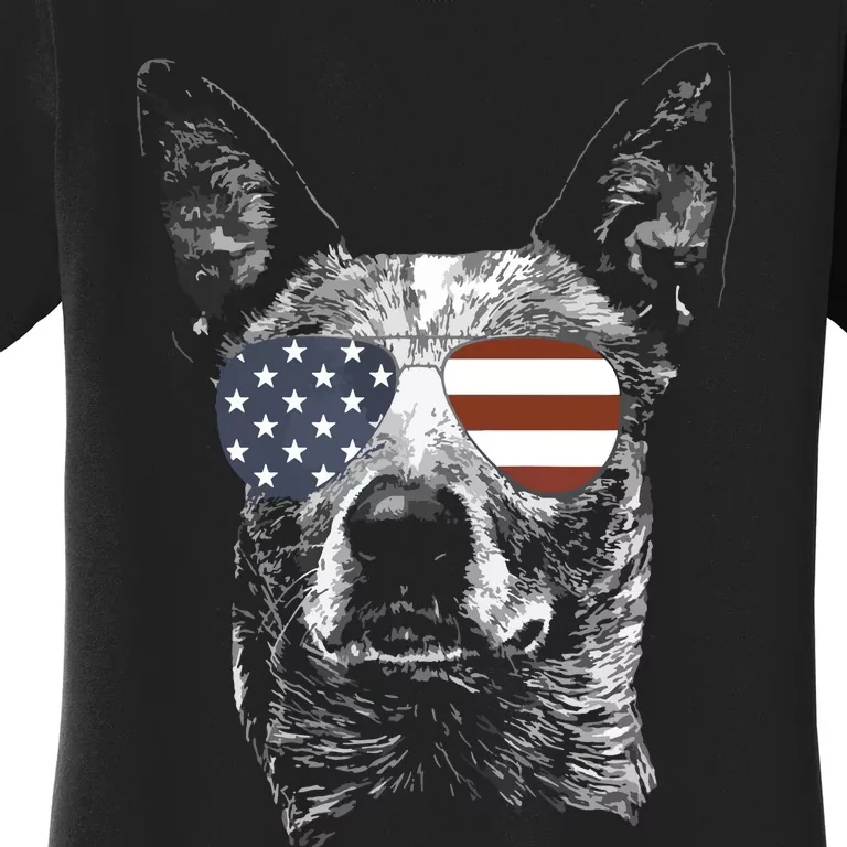 Australian Cattle Dog USA Flag Merica Funny Cute Women Women's T-Shirt