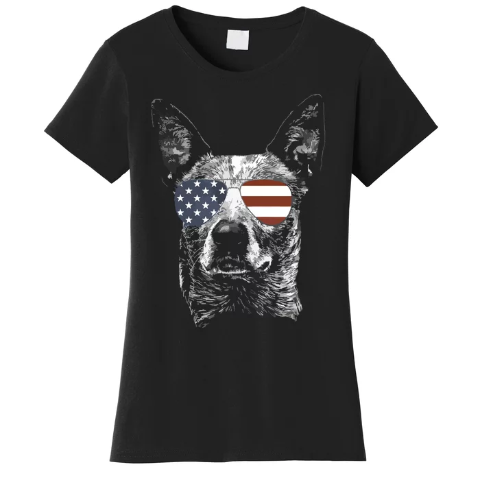 Australian Cattle Dog USA Flag Merica Funny Cute Women Women's T-Shirt