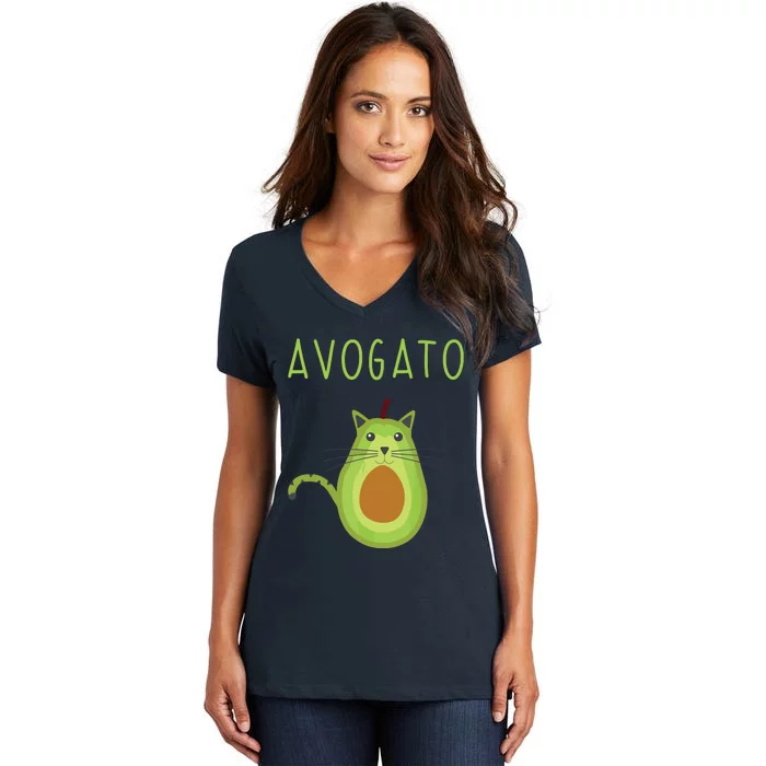 Avogato Cinco De Mayo Gift Cinco De Meow Cat Avocado Women's V-Neck T-Shirt